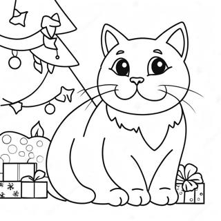 Kucing Natal Lucu Halaman Mewarnai