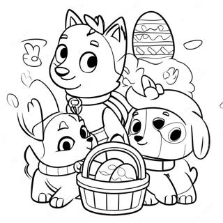 Halaman Mewarnai Karakter Paw Patrol Berwarna Warni Dengan Keranjang Paskah 119114-54149