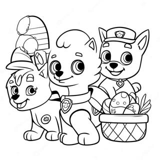 Halaman Mewarnai Karakter Paw Patrol Berwarna Warni Dengan Keranjang Paskah 119114-54152