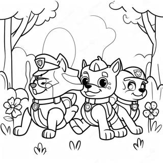 Halaman Mewarnai Tim Paw Patrol Yang Ceria Di Musim Semi 119115-54153
