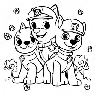 Halaman Mewarnai Tim Paw Patrol Yang Ceria Di Musim Semi 119115-54155