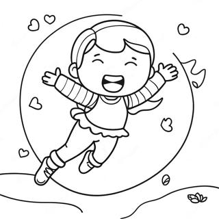 Gambar Mewarnai Gadis Ceria Melompat 119606 54537