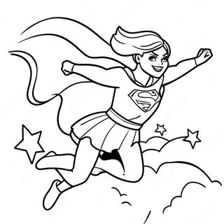 Gambar Mewarnai Supergirl Terbang Di Langit 119861-54729