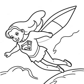 Gambar Mewarnai Supergirl Terbang Di Langit 119861-54730