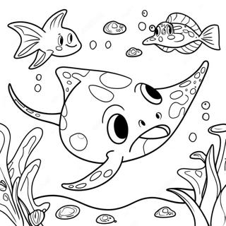 Halaman Mewarnai Ikan Pari Bahagia Di Bawah Laut 120427 55174