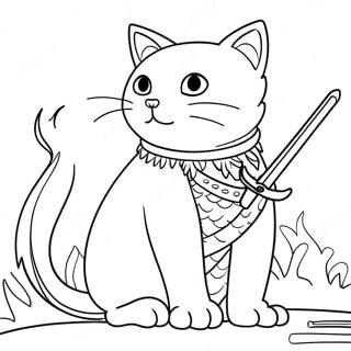 Halaman Mewarnai Kucing Pejuang Megah Dengan Pedang 120478-55213