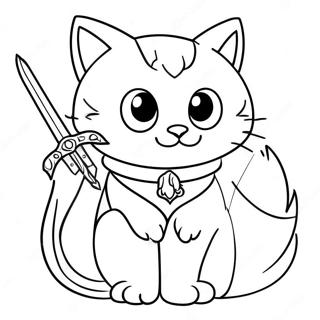Halaman Mewarnai Kucing Pejuang Megah Dengan Pedang 120478-55214