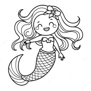 Halaman Mewarnai Putri Duyung Hitam Yang Megah Dengan Rambut Panjang 120606-55318