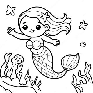 Halaman Mewarnai Putri Duyung Hitam Yang Petualang Menjelajahi Terumbu Karang 120607-55321