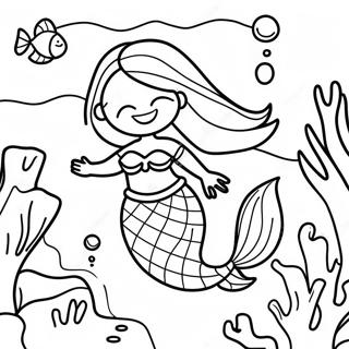 Halaman Mewarnai Putri Duyung Hitam Yang Petualang Menjelajahi Terumbu Karang 120607-55322