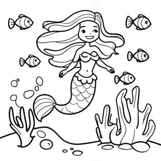 Halaman Mewarnai Putri Duyung Hitam Yang Petualang Menjelajahi Terumbu Karang 120607-55323