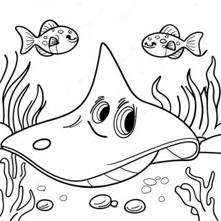 Halaman Mewarnai Ikan Pari Kartun Di Terumbu Karang 120736-55423