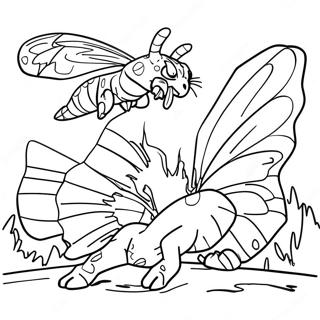 Halaman Mewarnai Mothra Melawan Godzilla Halaman Mewarnai