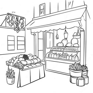 Halaman Mewarnai Pemandangan Pasar Prancis Yang Berwarna Warni 120966-55786