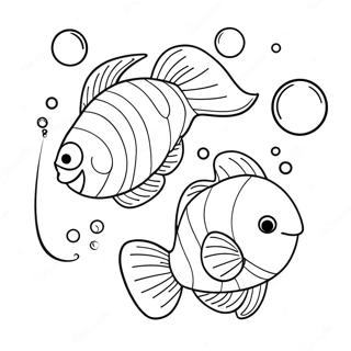 Halaman Mewarnai Ikan Pisces Ceria Dengan Gelembung 121220-55985