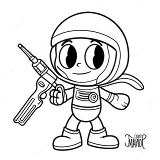 Halaman Mewarnai Marvin Si Martian Memegang Senapan Energi 121297-56022