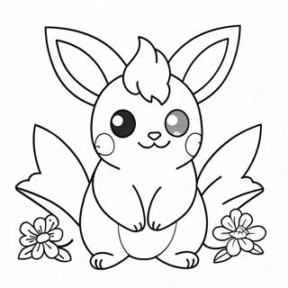 Halaman Mewarnai Flareon Imut Dengan Bunga 121758-56377