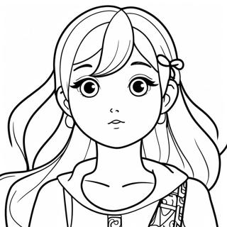 Gadis Anime Berambut Panjang Halaman Mewarnai