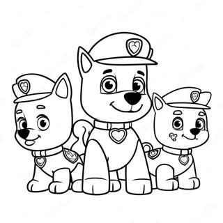 Halaman Mewarnai Tim Paw Patrol Yang Menggemaskan Dengan Hati 122042 56608