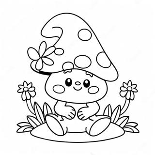 Halaman Mewarnai Gnome Jamur Imut Dengan Bunga 122093-56643