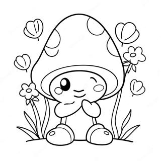 Halaman Mewarnai Gnome Jamur Imut Dengan Bunga 122093-56644