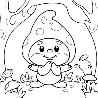 Halaman Mewarnai Gnome Jamur Bahagia Bermain Dengan Hewan 122094-56648