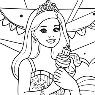 Halaman Mewarnai Perayaan Ulang Tahun Barbie 122193-56772