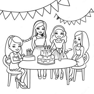Halaman Mewarnai Pesta Ulang Tahun Barbie Dan Teman 122195-56723