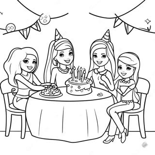 Halaman Mewarnai Pesta Ulang Tahun Barbie Dan Teman 122195-56777