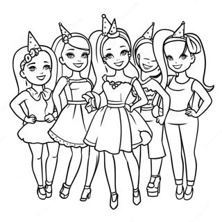 Halaman Mewarnai Pesta Ulang Tahun Barbie Dan Teman 122195-56778