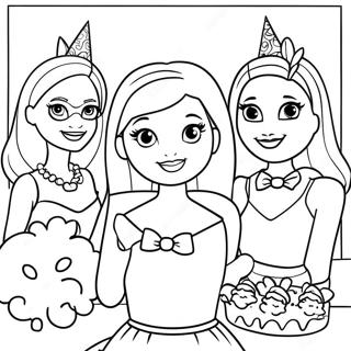 Halaman Mewarnai Pesta Ulang Tahun Barbie Dan Teman 122195-56779