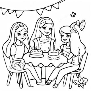 Halaman Mewarnai Pesta Ulang Tahun Barbie Dan Teman 122195-56780