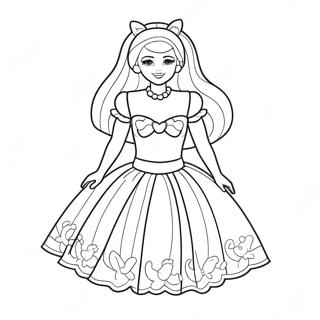 Halaman Mewarnai Pakaian Ulang Tahun Barbie Yang Imut 122196 56784