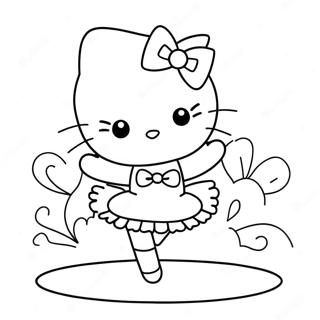 Garis Besar Penari Ballerina Hello Kitty Halaman Mewarnai