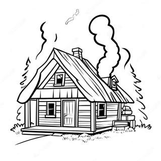 Halaman Mewarnai Kabin Kayu Rustic Dengan Asap Dari Cerobong 122735-57200