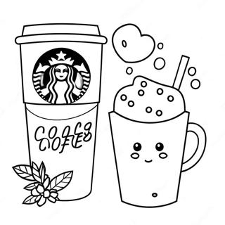 Halaman Mewarnai Lucu Cangkir Kopi Starbucks 123172-57534