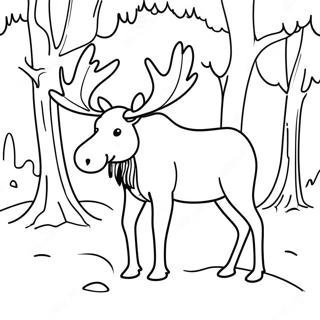 Halaman Mewarnai Moose Megah Di Hutan Musim Dingin 123431 57744