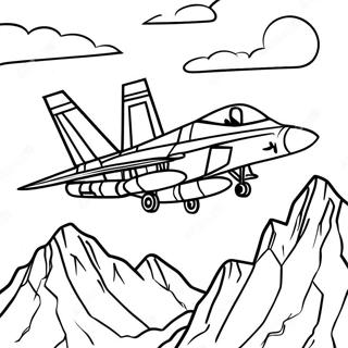 Halaman Mewarnai Pesawat Tempur F18 Terbang Di Atas Gunung 123587-57864