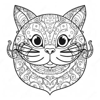 Halaman Mewarnai Kucing Cheshire Steampunk Yang Rumit 123742-57984