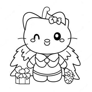 Halaman Mewarnai Hello Kitty Imut Dengan Pohon Natal 124122 58276
