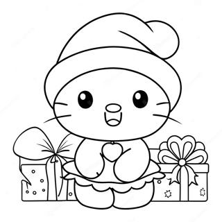 Halaman Mewarnai Hello Kitty Meriah Dengan Topi Santa 124123 58369