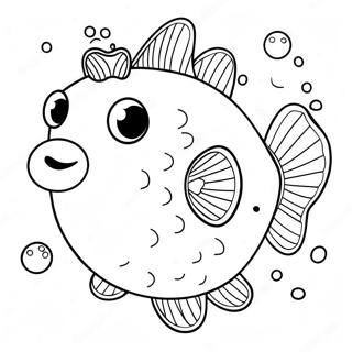 Gambar Mewarnai Ikan Buntal Bahagia Dengan Gelembung 124201-58430