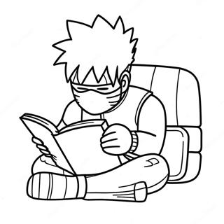 Halaman Mewarnai Kakashi Hatake Membaca Buku 124357-58554