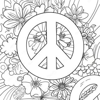 Halaman Mewarnai Simbol Perdamaian Dengan Bunga 124539 58697