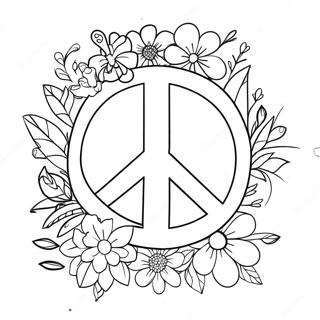 Halaman Mewarnai Simbol Perdamaian Dengan Bunga 124539 58698