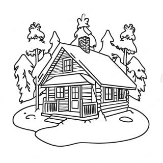 Halaman Mewarnai Kabin Nyaman Di Salju 12461 1444