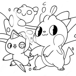 Halaman Mewarnai Adegan Pertarungan Pokemon Yang Detail 124822 58917
