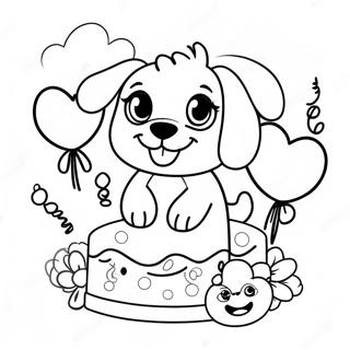 Halaman Mewarnai Perayaan Ulang Tahun Anak Anjing Yang Imut 125463 59409