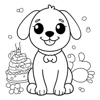 Halaman Mewarnai Perayaan Ulang Tahun Anak Anjing Yang Imut 125463 59410