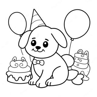 Halaman Mewarnai Perayaan Ulang Tahun Anak Anjing Yang Imut 125463 59411